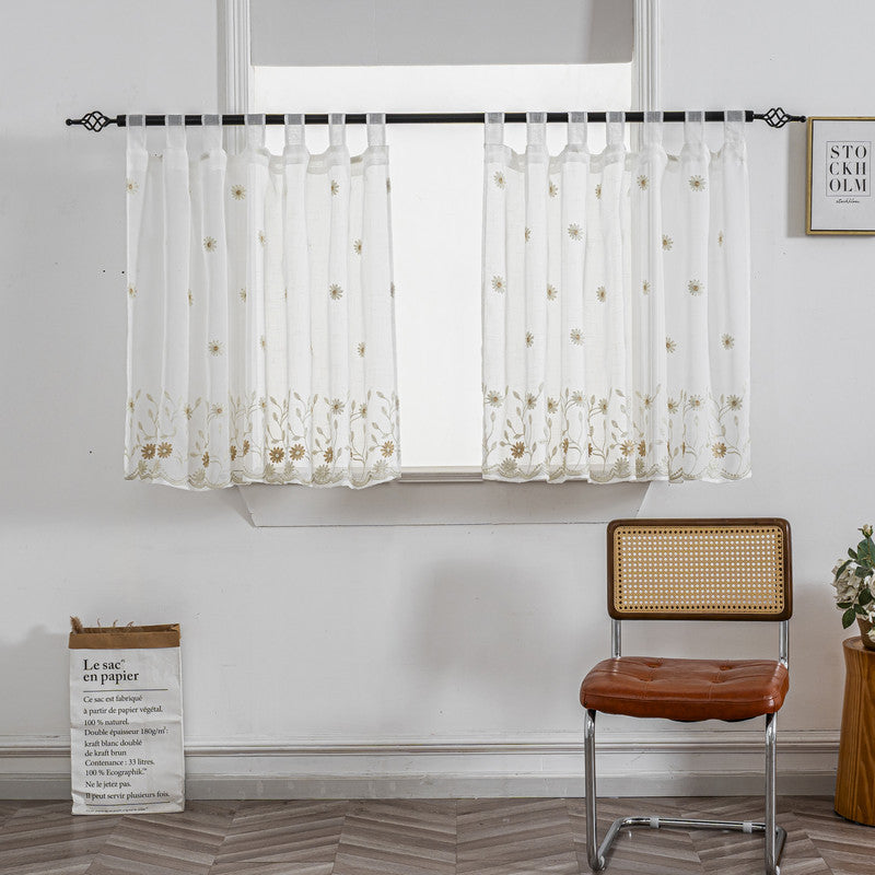 Cortina Tule Bordada com Flores Delicadas-um par - BOD HOME