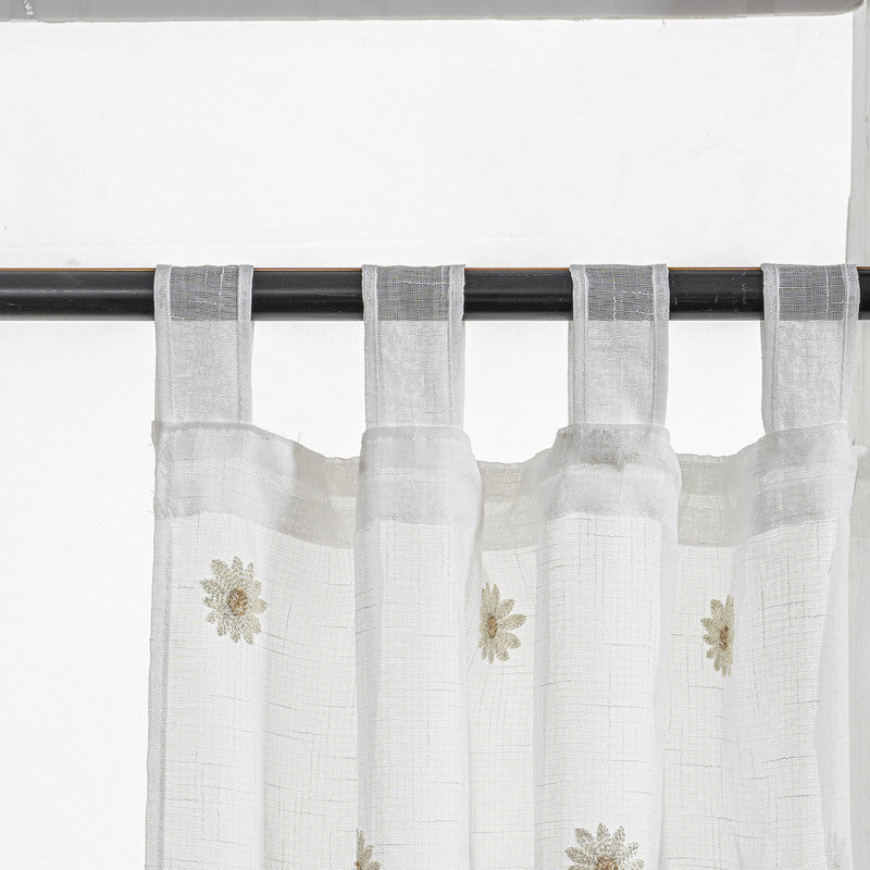 Cortina Tule Bordada com Flores Delicadas-um par - BOD HOME