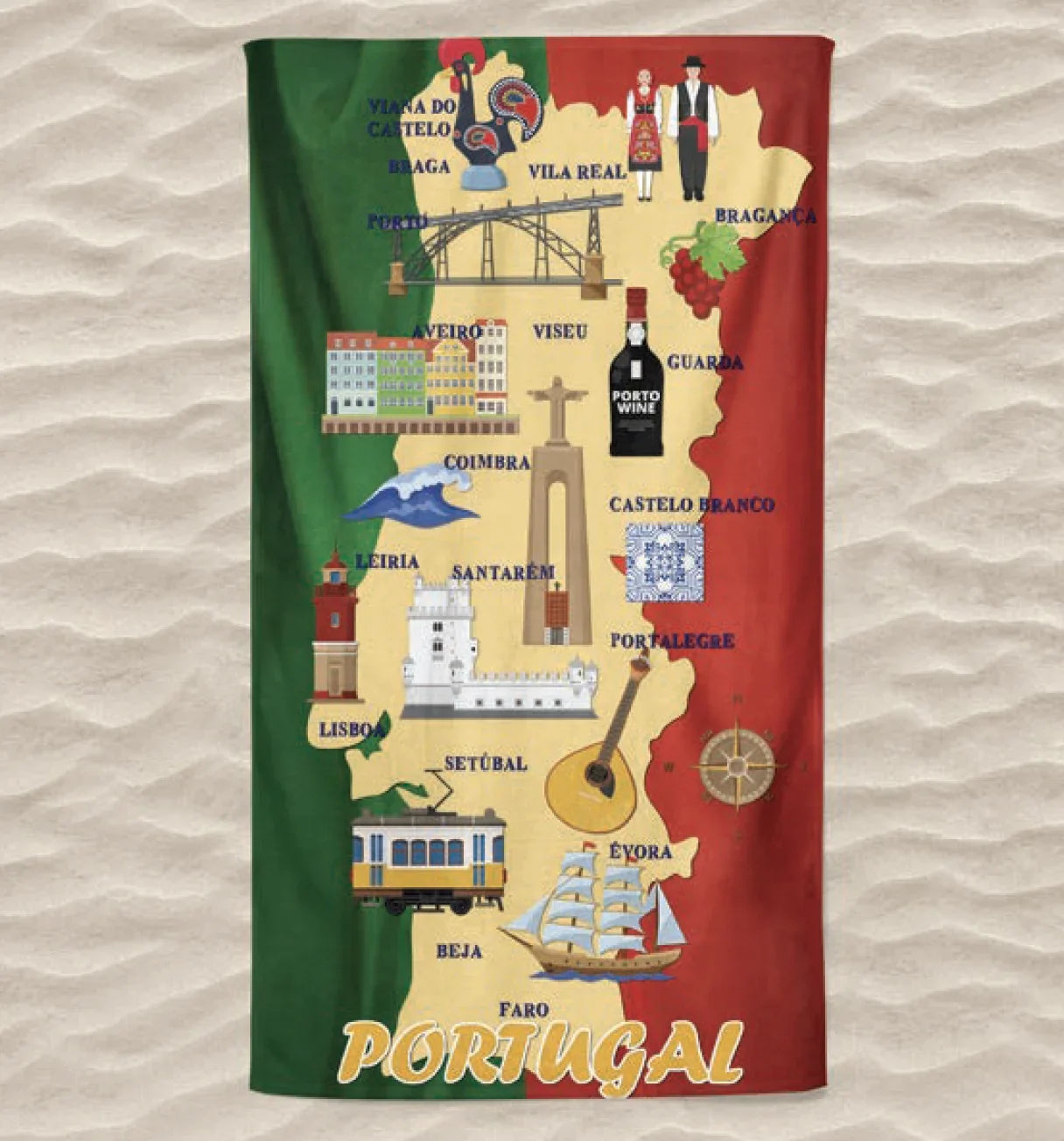 Toalha de Praia 3D Portugal 100x180cm