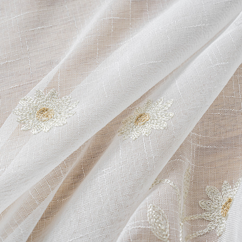 Cortina Tule Bordada com Flores Delicadas-um par - BOD HOME