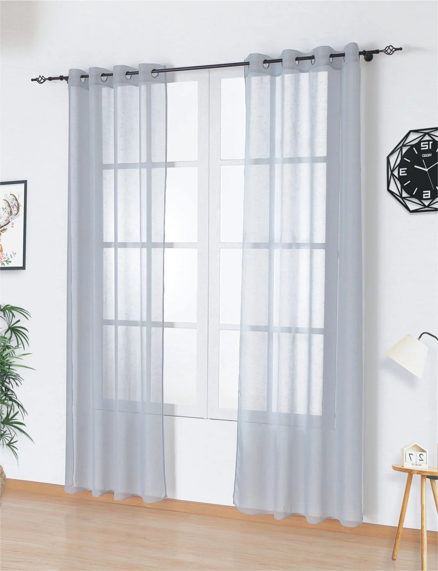 Cortina de lino con tejido ligero y traslucido 140*260cm-Individual