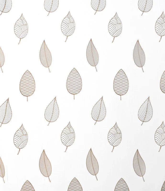 Cortina Bordado com Folhas Primaveras Castanho 140*260CM-Individual- BOD HOME