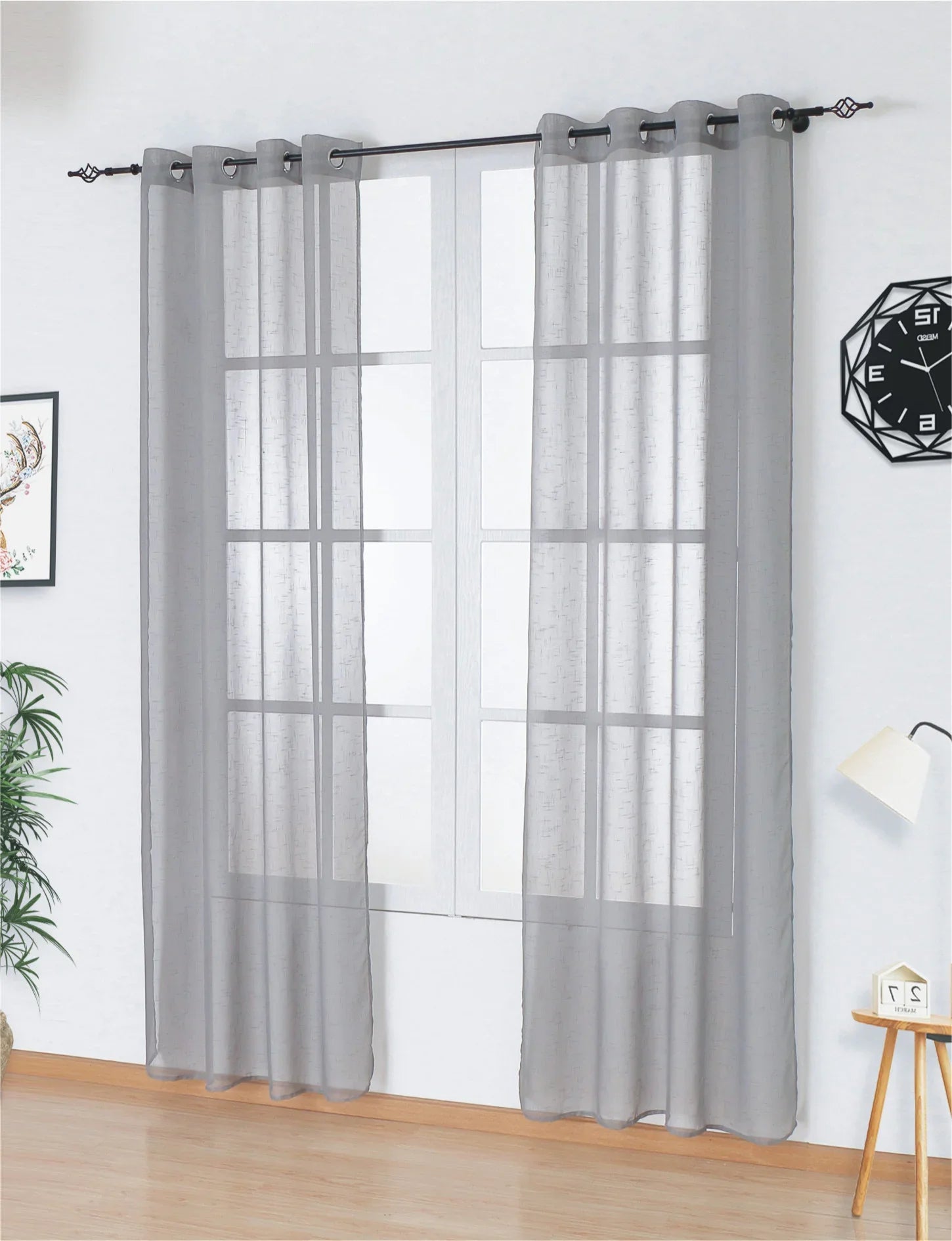 Cortina de lino con tejido ligero y traslucido 140*260cm-Individual