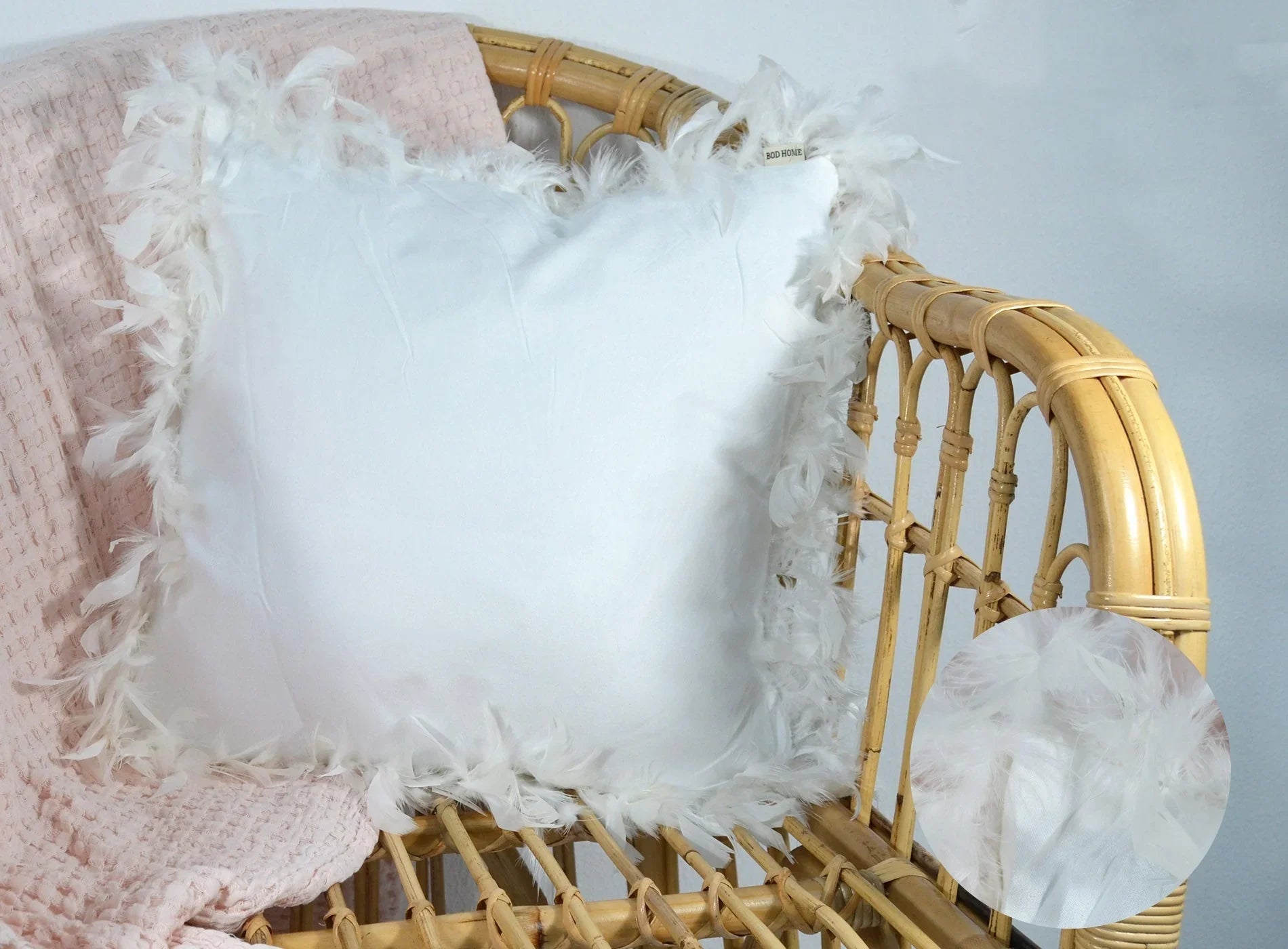 Cojín De Plumas Enrollado Blanco 45*45cm