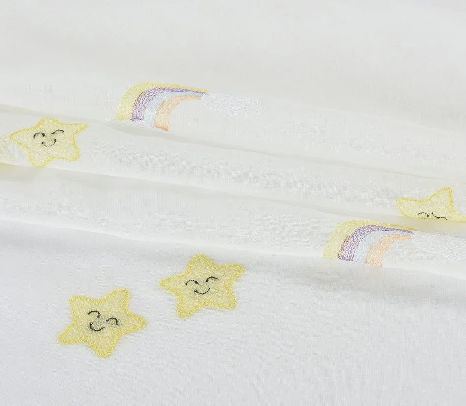 Cortina Bordado estrelas-Individual