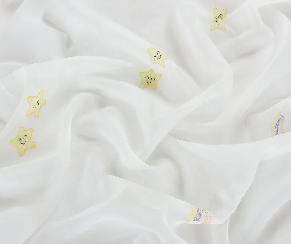Cortina Bordado estrelas-Individual