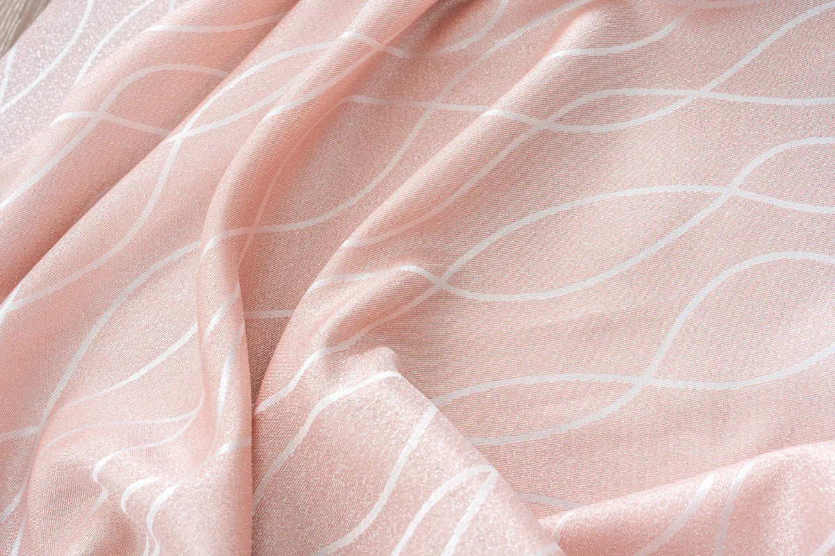 Cortina Jacquard Brilhante Cor de Rosa com Design de Ondas 140x260cm-Individual - BOD HOME