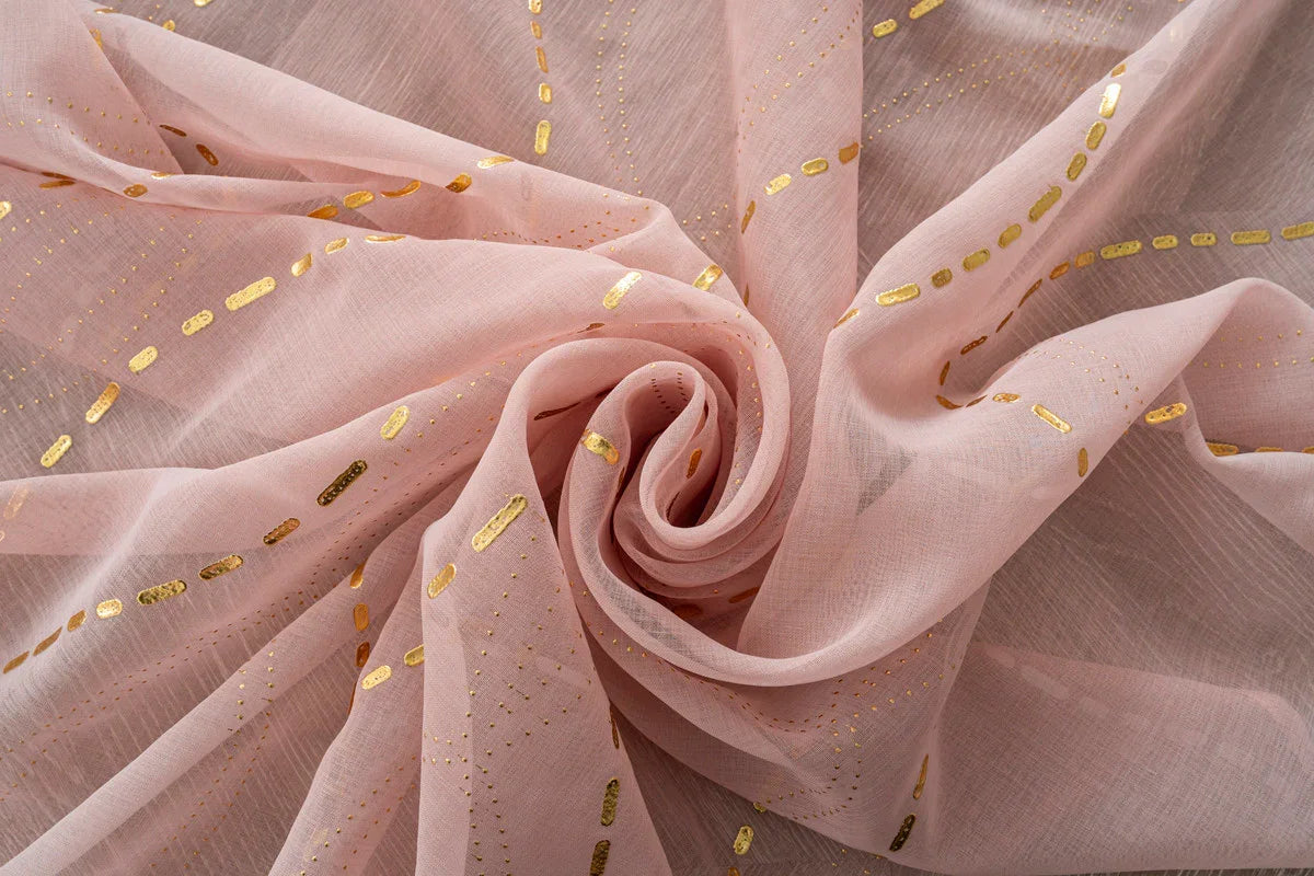 Cortina Estampada 3D Dourada-Linha Ondulada Cor-de-Rosa 140x260CM-Individual - BOD HOME