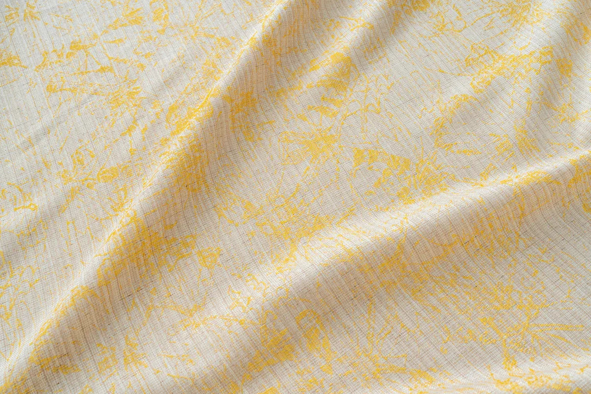 Cortina Jacquard Amarela com Borboletas em Linho Grosso 140x260cm-Individual - BOD HOME