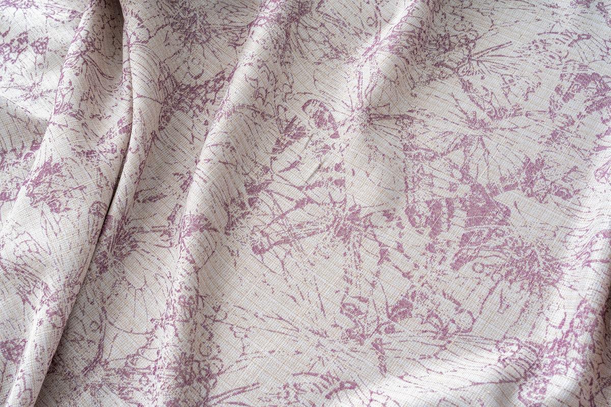 Cortina Jacquard Cor de Rosa com Borboletas em Linho Grosso 140x260cm-Individual - BOD HOME