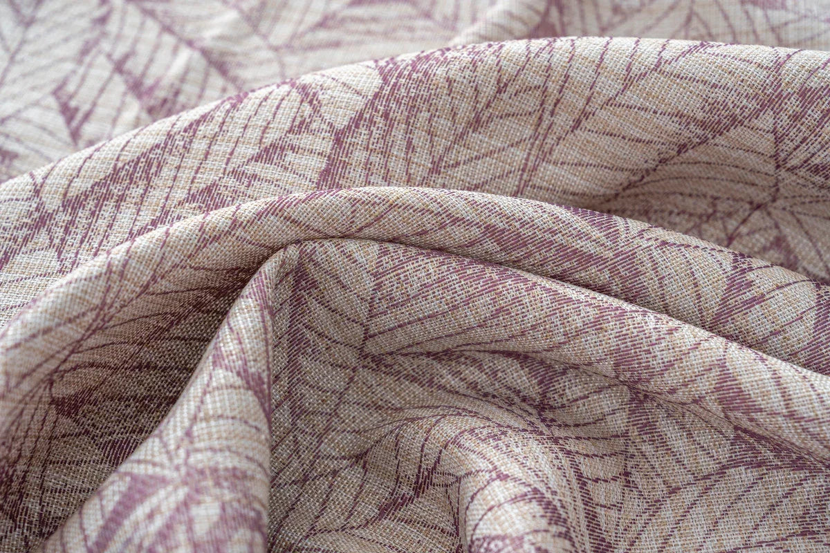 Cortina Jacquard Rosa com Folhas em Linho Grosso 140x260cm-Individual - BOD HOME
