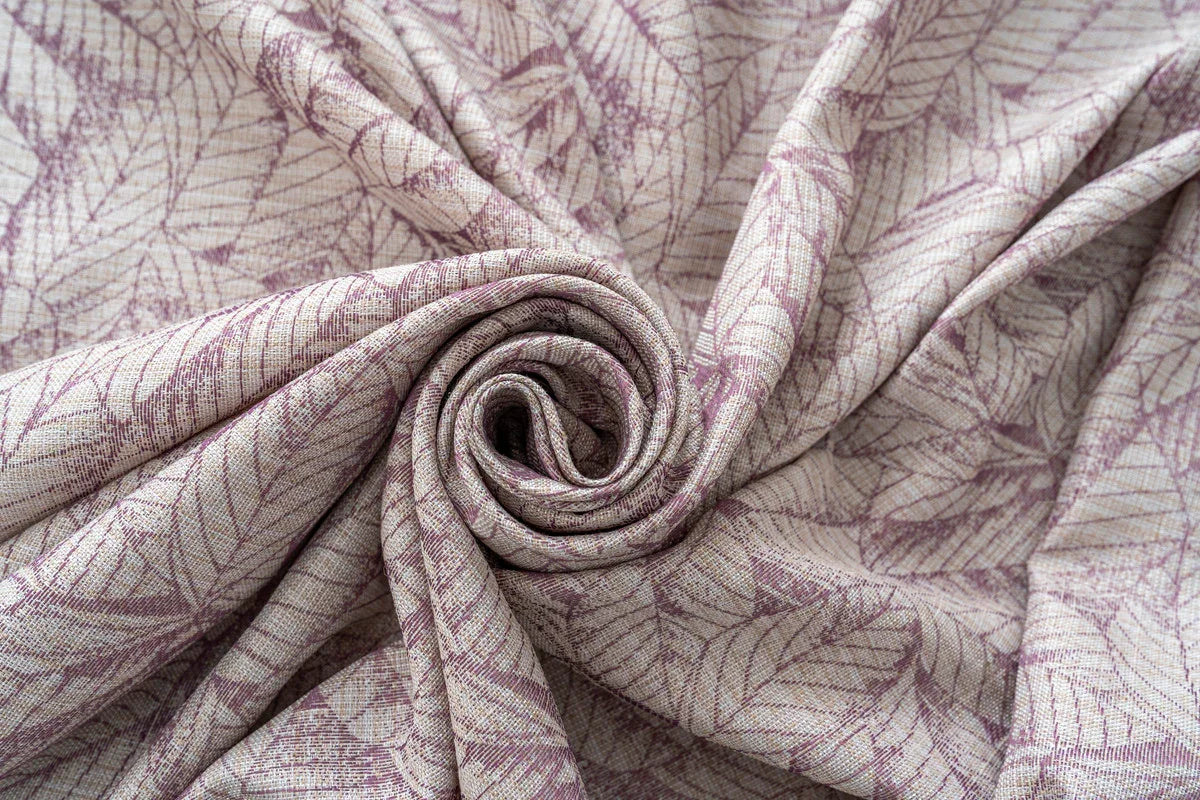 Cortina Jacquard Rosa com Folhas em Linho Grosso 140x260cm-Individual - BOD HOME