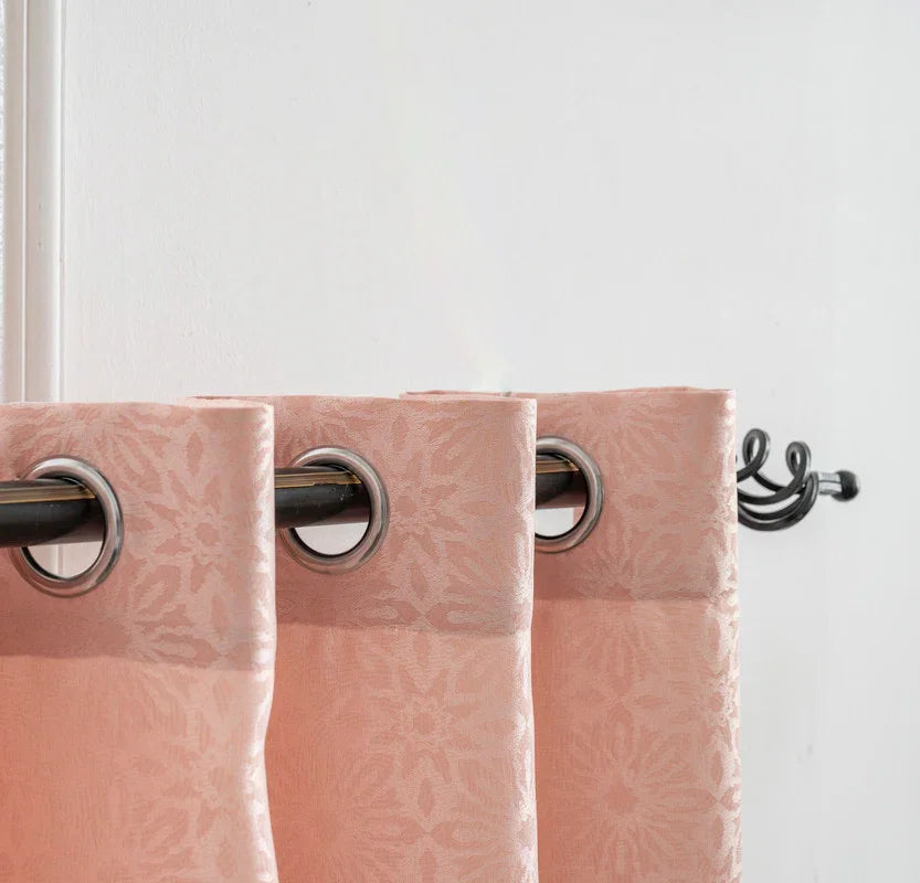 Cortina Opaca Jacquard Flores Cor-de-Rosa 140x260CM-Individual - BOD HOME