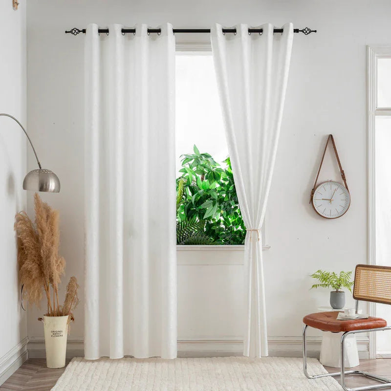 Cortina Opaca Jacquard Quadradas Branca 140x260CM-Individual - BOD HOME