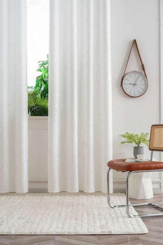Cortina Opaca Jacquard Quadradas Branca 140x260CM-Individual - BOD HOME