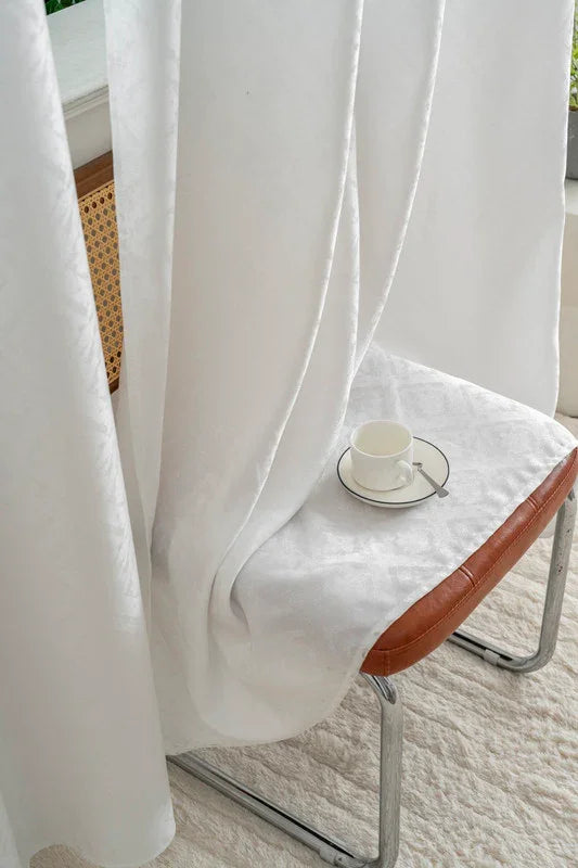 Cortina Opaca Jacquard Quadradas Branca 140x260CM-Individual - BOD HOME