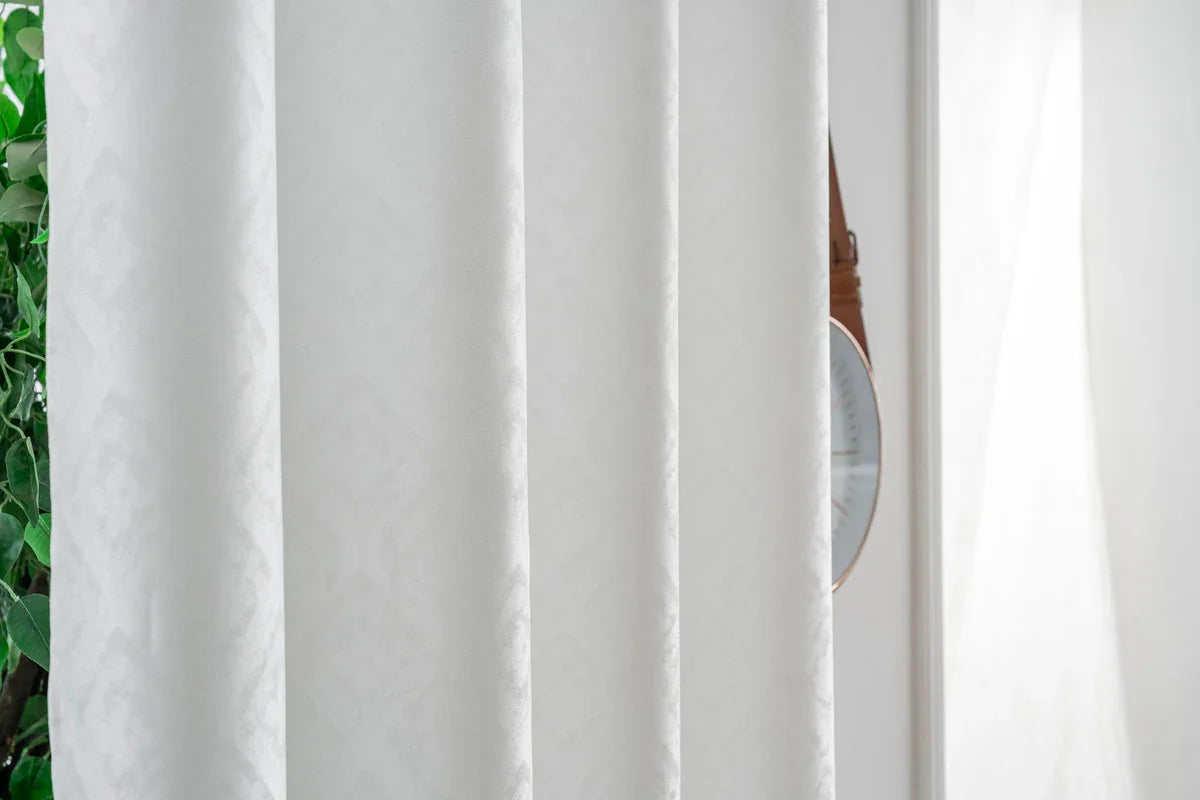 Cortina Opaca Jacquard Quadradas Branca 140x260CM-Individual - BOD HOME