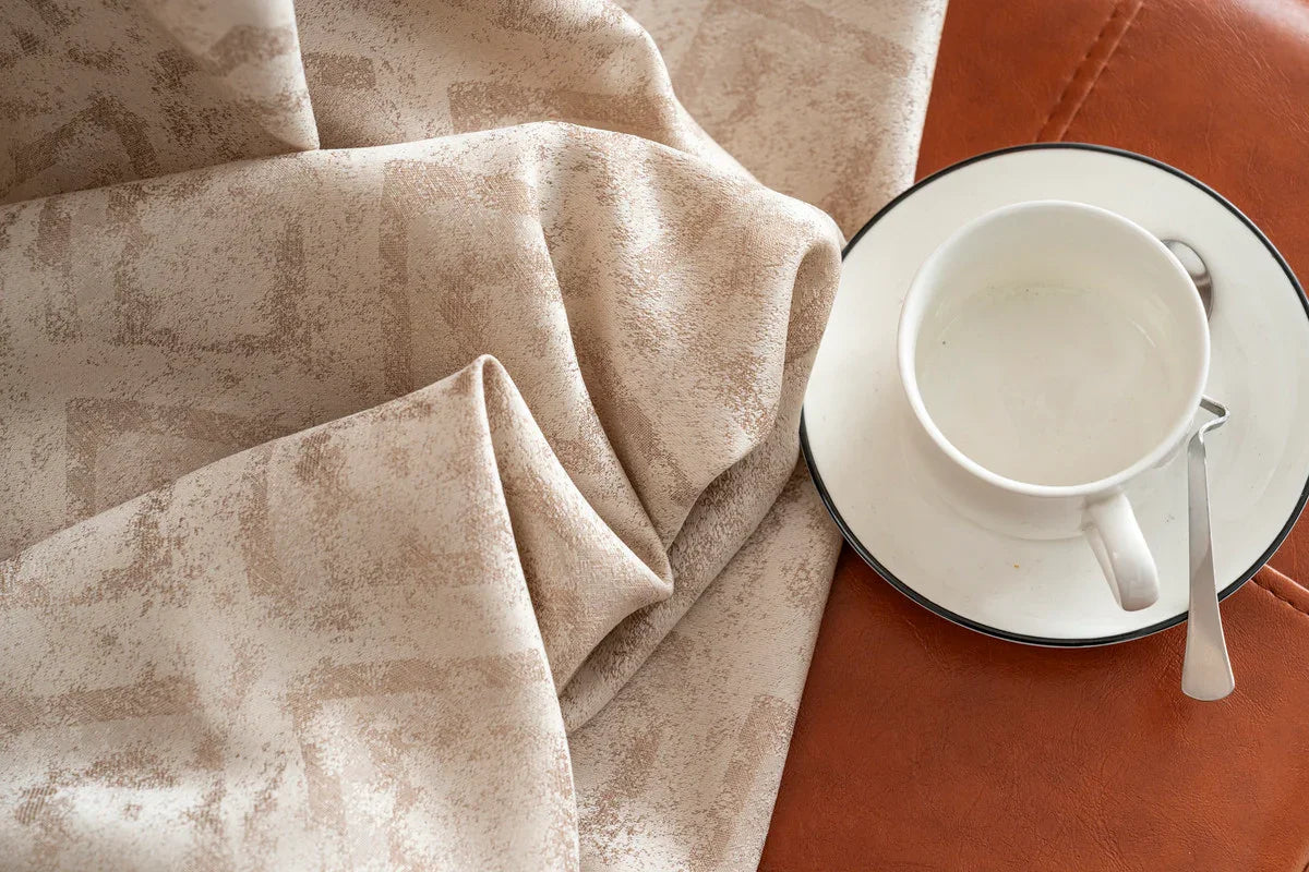 Cortina Opaca Jacquard Quadradas Bege 140x260CM-Individual - BOD HOME