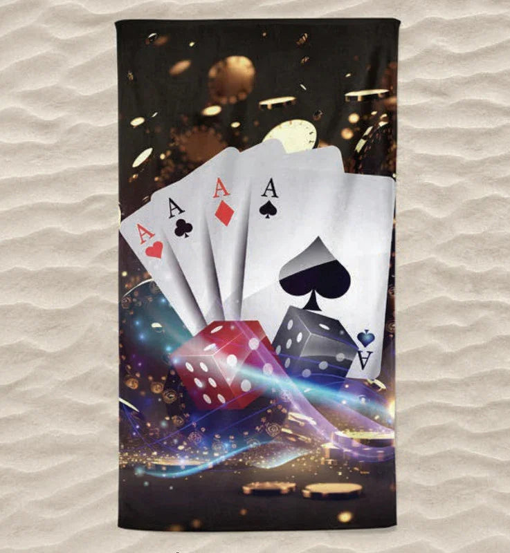 Toalha de Praia 3D Cartas e Dados 70x140 cm - BOD HOME