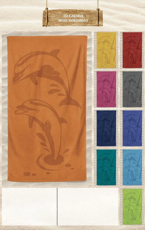 Toalha de Praia com Relevo Monocromático Laranja 100x180cm - BOD HOME