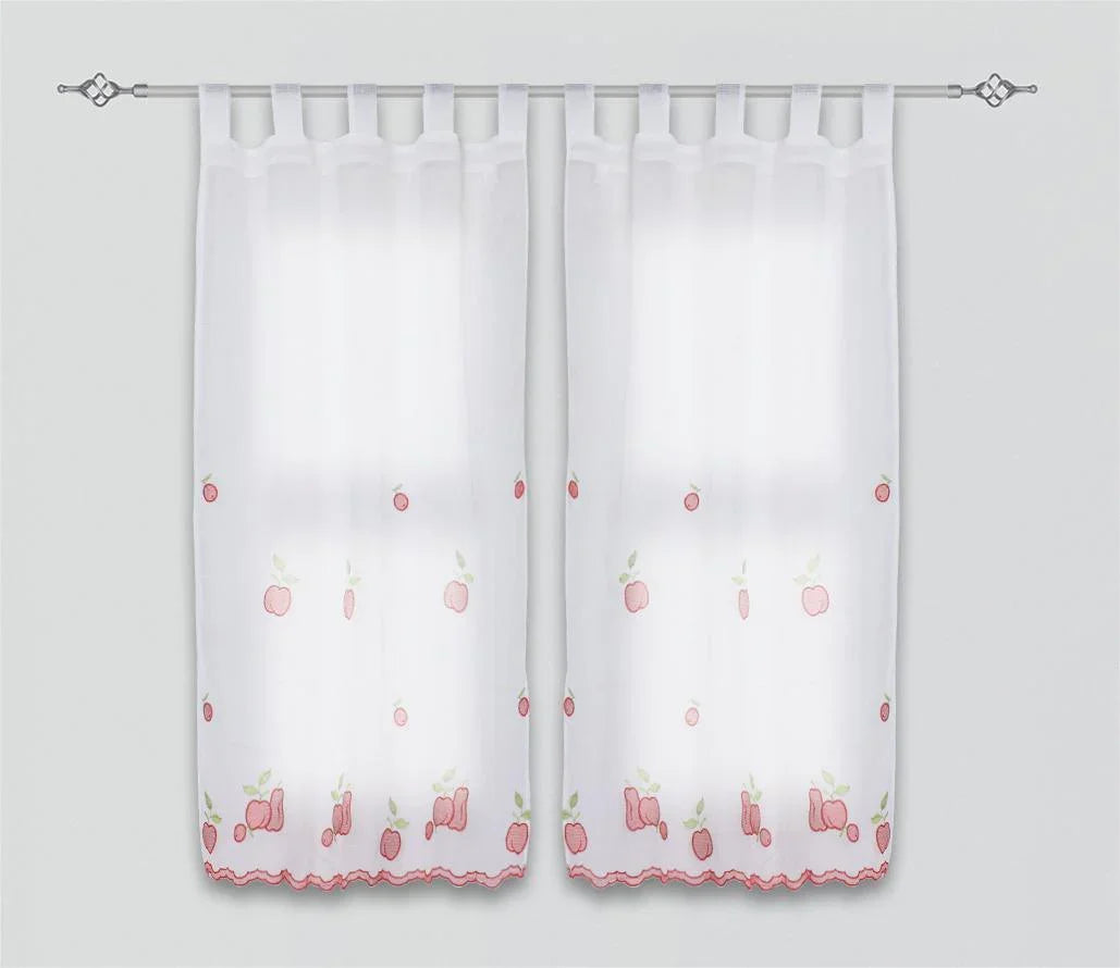Par de Cortinas de Cozinha Bordadas Vinhedo - BOD HOME
