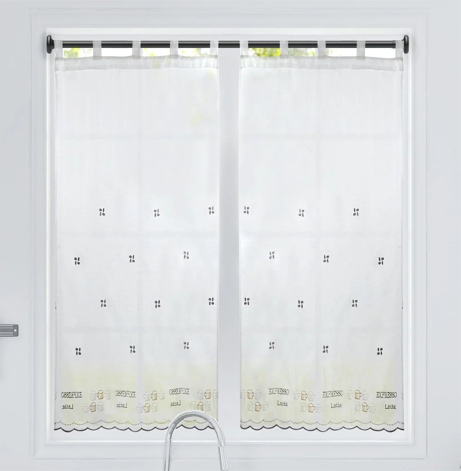 Par de Cortinas de Cozinha Bordadas Vinhedo - BOD HOME
