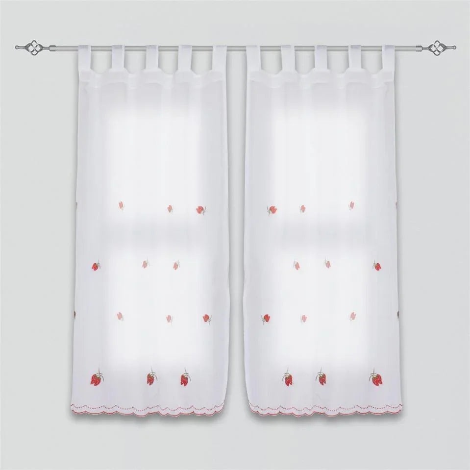 Par de Cortinas de Cozinha Bordadas Vinhedo - BOD HOME