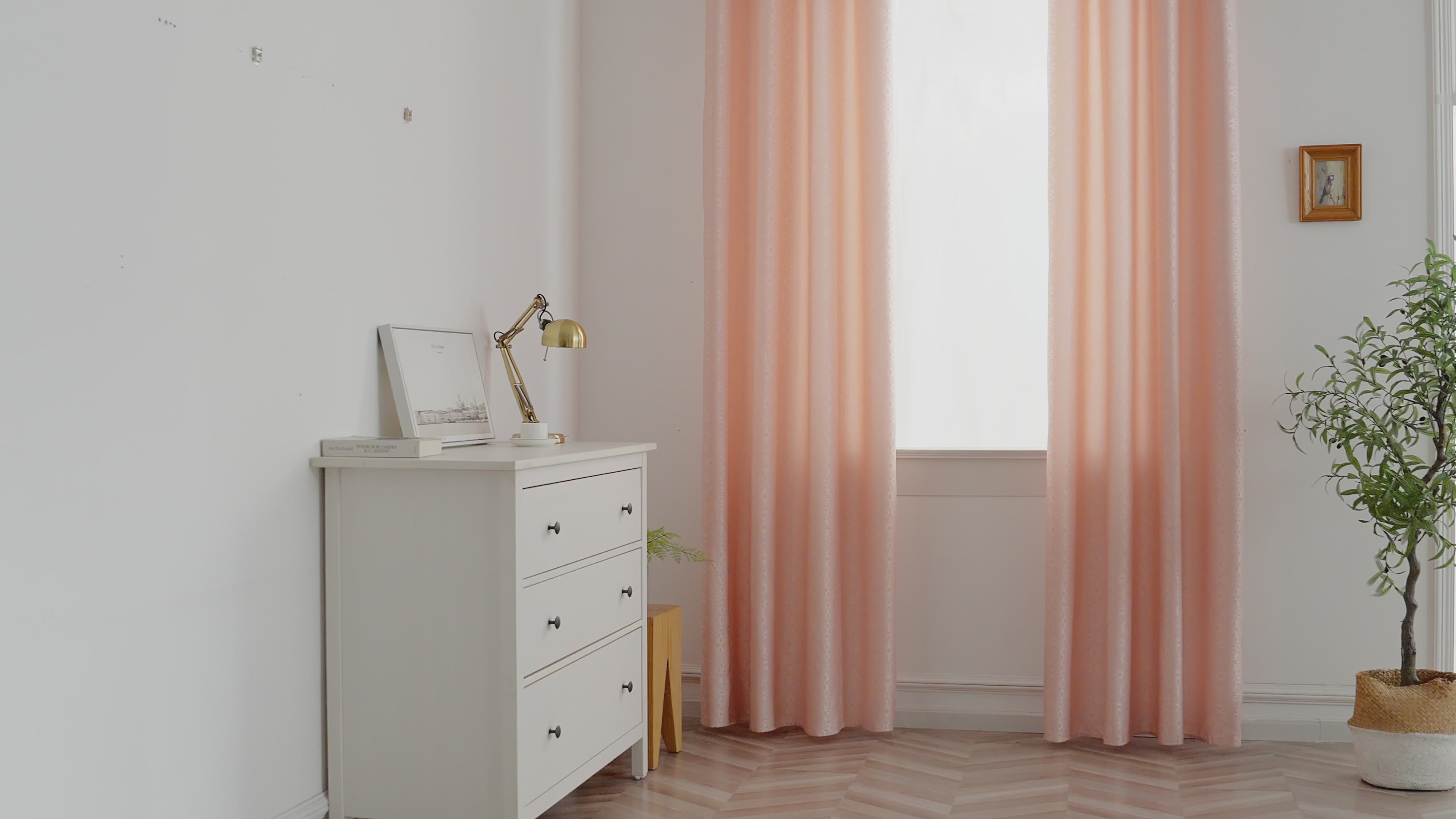 Cortina Opaca Jacquard Flores Cor-de-Rosa 140x260CM-Individual