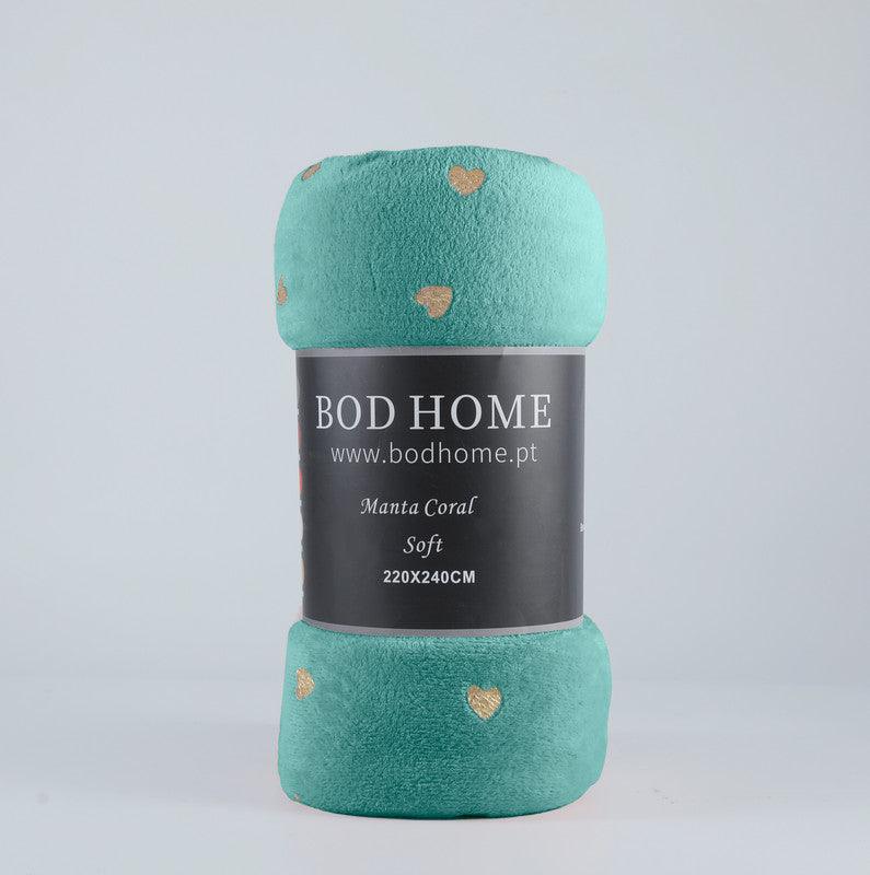 Cobertor com Amor Estampado Azul Turquesa - BOD HOME