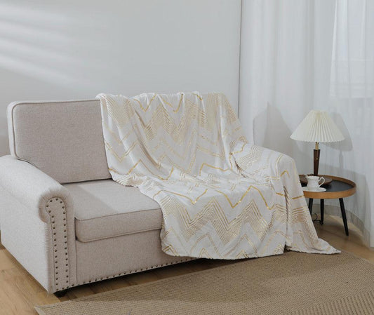 Cobertor com Geométrico Estampado Branco Claro - BOD HOME