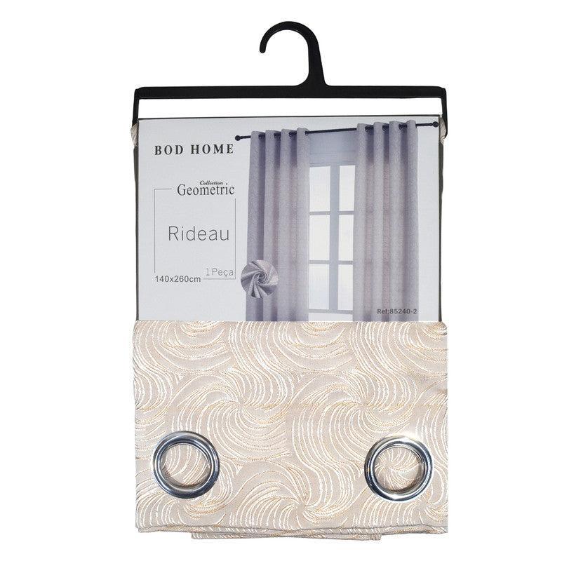 Cortina Confecionada com Padrão de Listras Rotativas Castanho Claro 140*260cm - BOD HOME