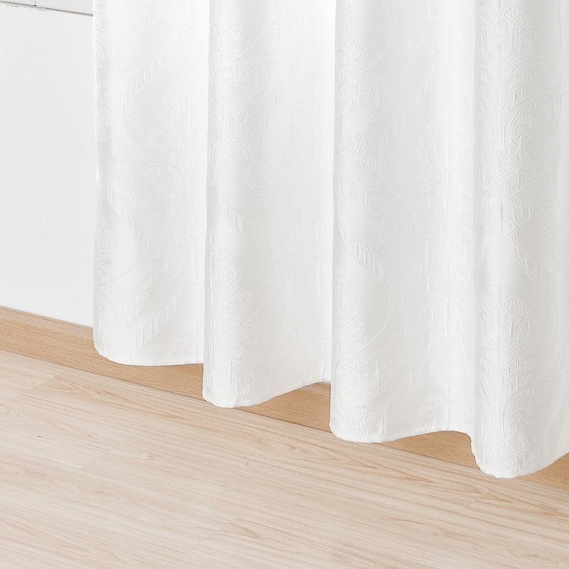 Cortina Confecionada com Tecido Sólido Florido Branco 140*260cm - BOD HOME