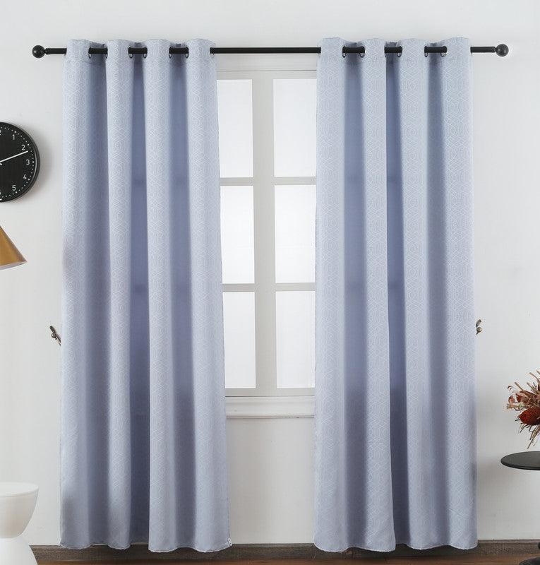 Cortina Tecido Fino com Listras Cruzadas Branco Cinza 140*260cm - BOD HOME