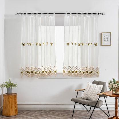 Cortina Tule Bordada com Borboletas Douradas-um par - BOD HOME