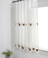 Cortina Tule Bordada com Borboletas Castanhas-um par - BOD HOME