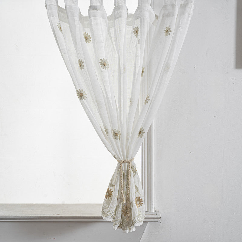 Cortina Tule Bordada com Flores Delicadas-um par - BOD HOME
