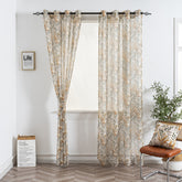 Cortina de Linho com Estampa Floral Amarela 140*260cm-Individual - BOD HOME