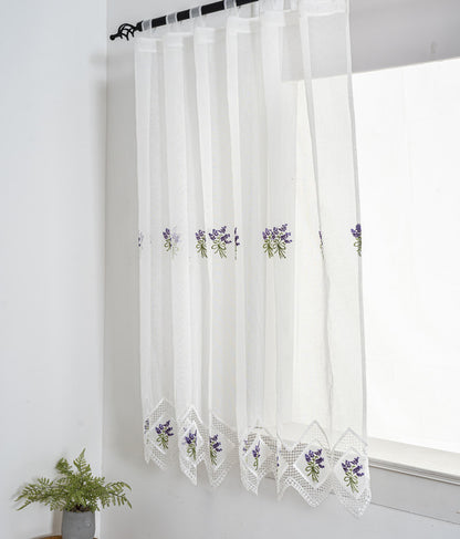 Cortina Tule Bordada com Lavandas-um par - BOD HOME
