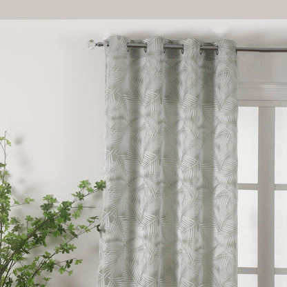 Cortina Translucido Estampada de Folhas Delicadas Relva Verde- BOD HOME