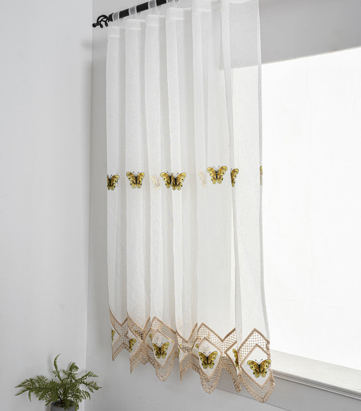 Cortina Tule Bordada com Borboletas Douradas-um par - BOD HOME