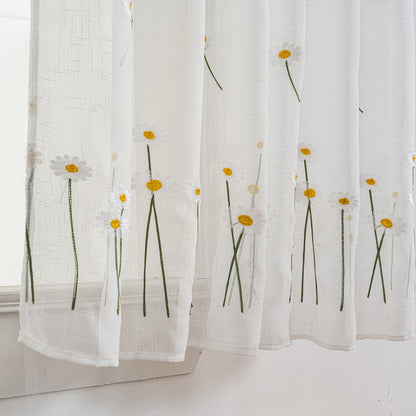 Cortina Tule Bordada com Margaridas-um par - BOD HOME