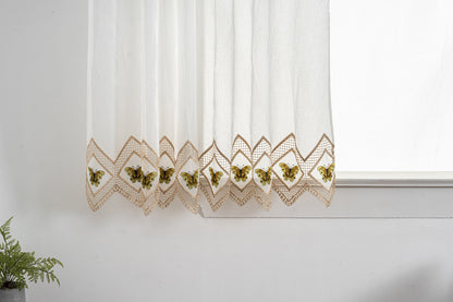 Cortina Tule Bordada com Borboletas Douradas-um par - BOD HOME