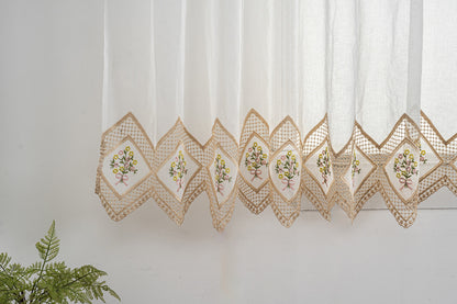 Cortina Tule Bordada com Flores do Cesto-um par - BOD HOME