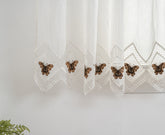 Cortina Tule Bordada com Borboletas Castanhas-um par - BOD HOME