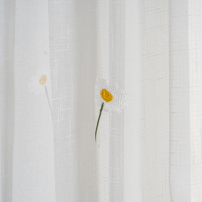 Cortina Tule Bordada com Margaridas-um par - BOD HOME