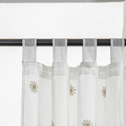 Cortina Tule Bordada com Flores Delicadas-um par - BOD HOME