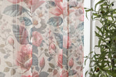 Cortina de Linho com Estampa Floral Vermelho 140*260cm-Individual - BOD HOME