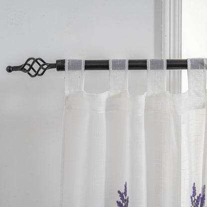 Cortina Tule Bordada com Bouquet de Lavanda-um par - BOD HOME