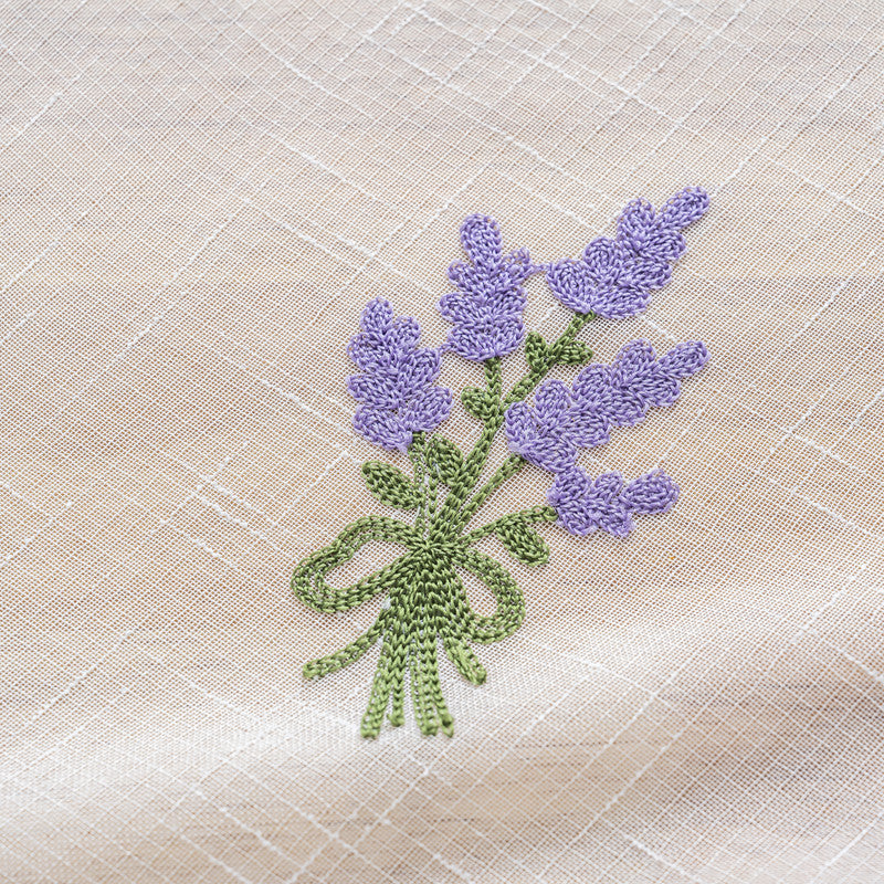 Cortina Tule Bordada com Bouquet de Lavanda-um par - BOD HOME