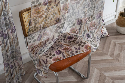 Cortina de Linho com Estampa Floral Roxo 140*260cm-Individual - BOD HOME